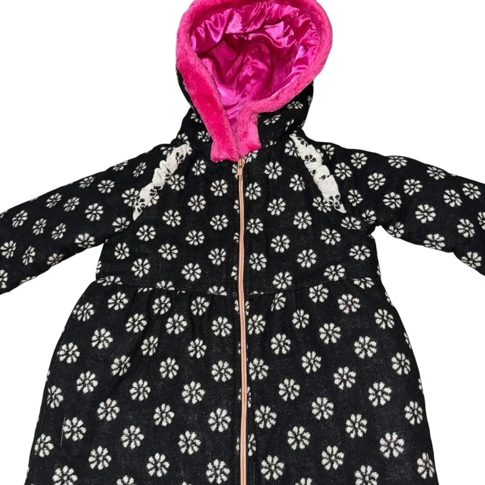 Penelope Mack Girl's Size 5 Full Zip Jacket Hooded Plush Lined Floral Print